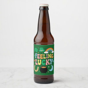 Feeling Lucky St Patricks Day Charm Irish Shamrock Beer Bottle Label