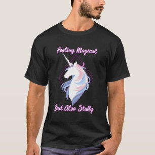 Feeling Magical But Also Stabby Funny Unicorn Rain T-Shirt