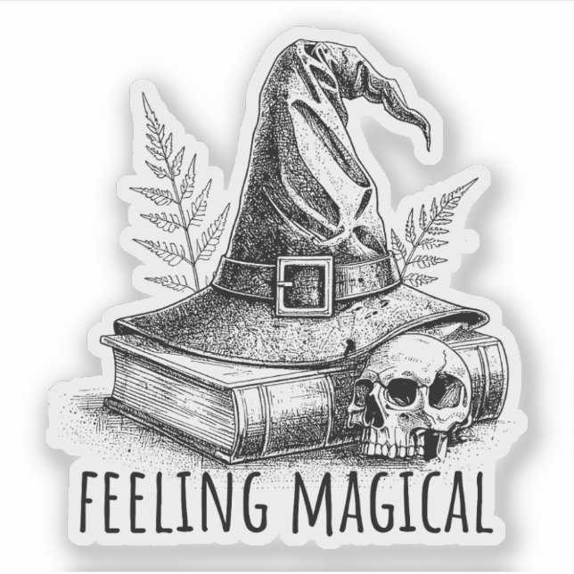 Feeling Magical Witches Spell Book and Skull (Front)