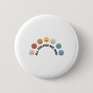 Feeling Okay Emotional Faces Mental Health Awarene 6 Cm Round Badge