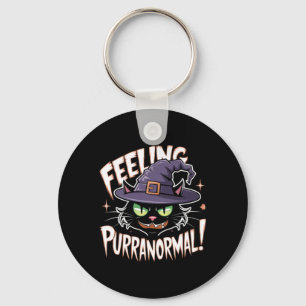 Feeling Purranormal Witch Black Cat Lover Key Ring