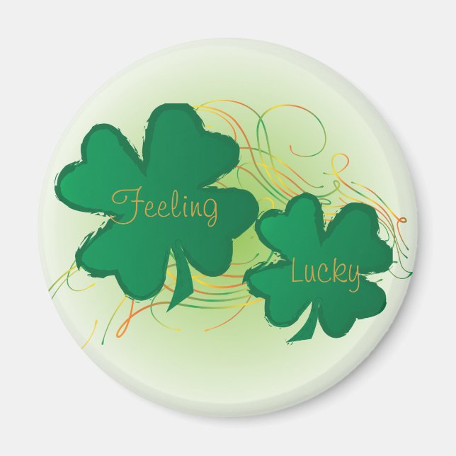 Feeling Really 🍀 Lucky St. Patrick Day Clover Magnet (Front)