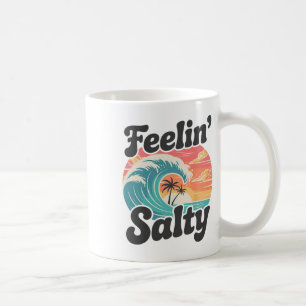 Feeling Salty Island Vacation Surfing Palm Retro B Coffee Mug