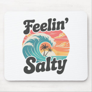 Feeling Salty Island Vacation Surfing Palm Retro B Mouse Mat