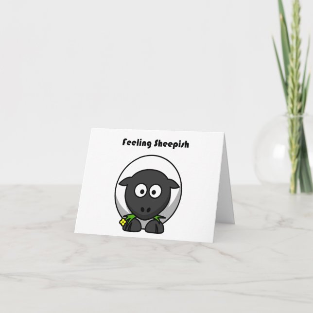 Feeling Sheepish Cute Sheep Cartoon with Funny Pun Card (Front)