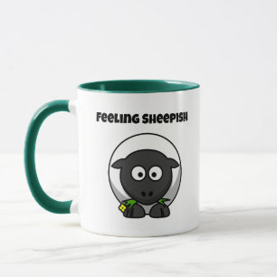 Feeling Sheepish Cute Sheep Cartoon with Funny Pun Mug