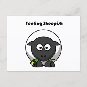 Feeling Sheepish Cute Shy Sheep Funny Cartoon Postcard
