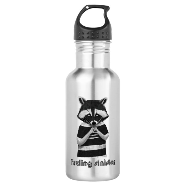 Feeling Sinister Funny Racoon 532 Ml Water Bottle (Front)