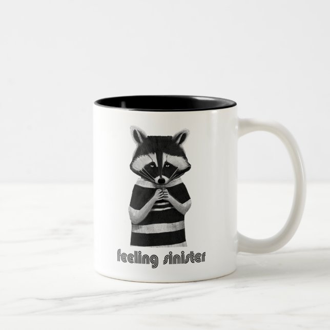 Feeling Sinister Funny Racoon Two-Tone Coffee Mug (Right)