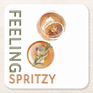 Feeling Spritzy Orange Cocktail Square Paper Coaster