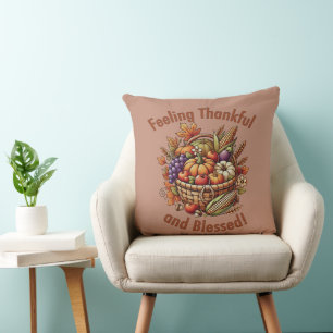 Feeling Thankful and Blessed Cornucopia Cushion