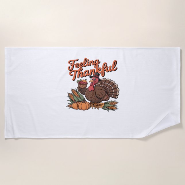 Feeling thankful Classic T-Shirt Beach Towel (Front)