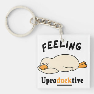 Feeling Unproductive Funny Sleeping Duck Meme Key Ring