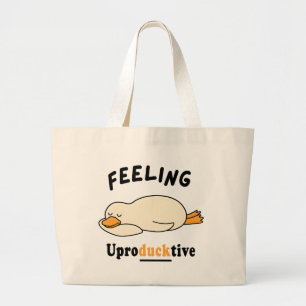 Feeling Unproductive Funny Sleeping Duck Meme Large Tote Bag