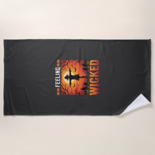 Feeling Wicked Halloween Scarecrow Design_1 Beach Towel