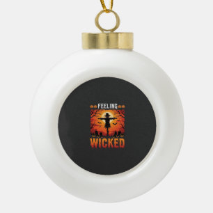 Feeling Wicked Halloween Scarecrow Design_1 Ceramic Ball Christmas Ornament