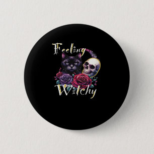 Feeling Witchy Black Cat Classic T-Shirt 6 Cm Round Badge