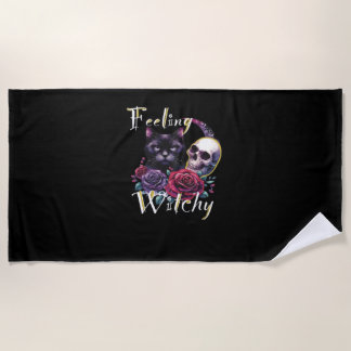 Feeling Witchy Black Cat Classic T-Shirt Beach Towel