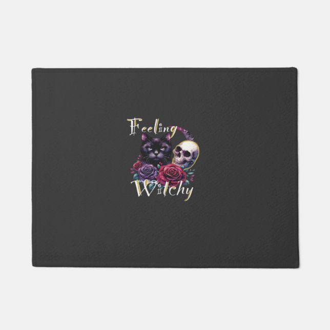 Feeling Witchy Black Cat Classic T-Shirt Doormat (Front)