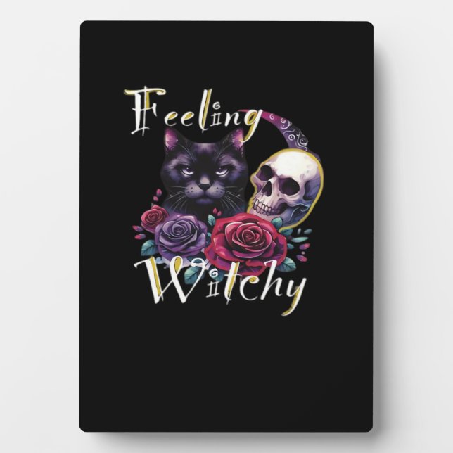 Feeling Witchy Black Cat Classic T-Shirt Plaque (Front)