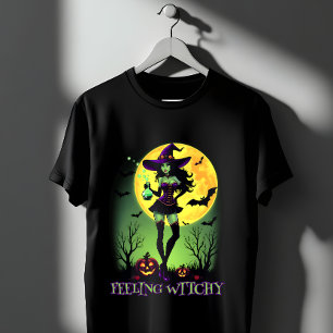 Feeling Witchy Halloween Witch Full Moon Bat Spook T-Shirt