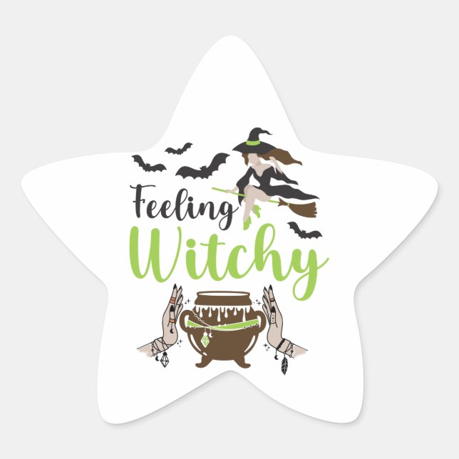 Feeling witchy Magic Halloween Star Sticker (Front)