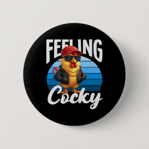 Feeling Y Funny Rooster Pun Cool Sungles Swag  6 Cm Round Badge