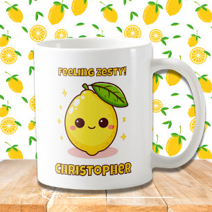 Feeling Zesty Cute Kawaii Lemon personalized Coffee Mug