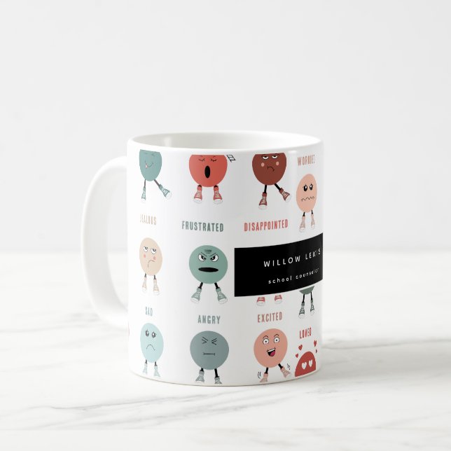 Feelings Emotions Faces Chart School Counsellor Coffee Mug (Front Left)