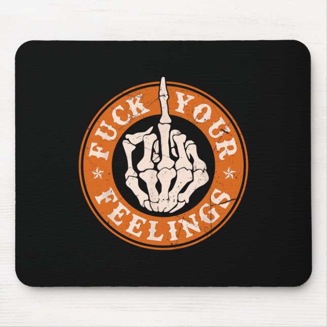 Feelings Halloween Skeleton Hand Middle Finger  Mouse Mat (Front)
