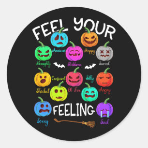Feelings Pumpkins Halloween Mental Health Feel You Classic Round Sticker