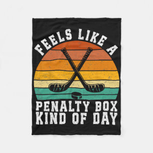 Feels Like A Penalty Box Kind Of Day Retro Hockey Fleece Blanket