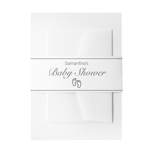 Feet Modern Minimalist White Black Baby Shower Invitation Belly Band (Front Example)