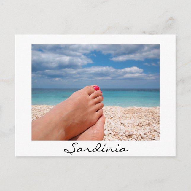 Feet on Sardinia beach white postcard (Front)