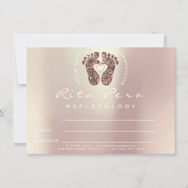 Feet Rose Gold Reflexology Certificate Gift Copper (Front)