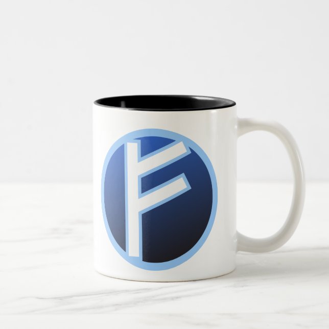 Fehu Feoh Rune Two-Tone Coffee Mug (Right)