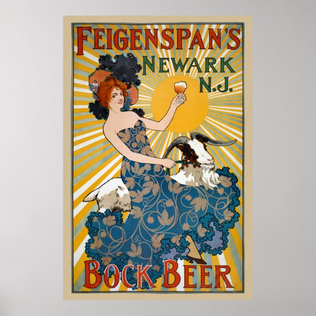 Feigenspan's Bock Beer Vintage Poster 1890s (Front)
