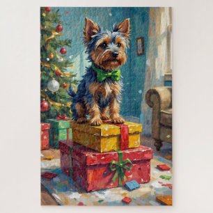 Feisty Australian Terrier King of Christmas Gifts Jigsaw Puzzle
