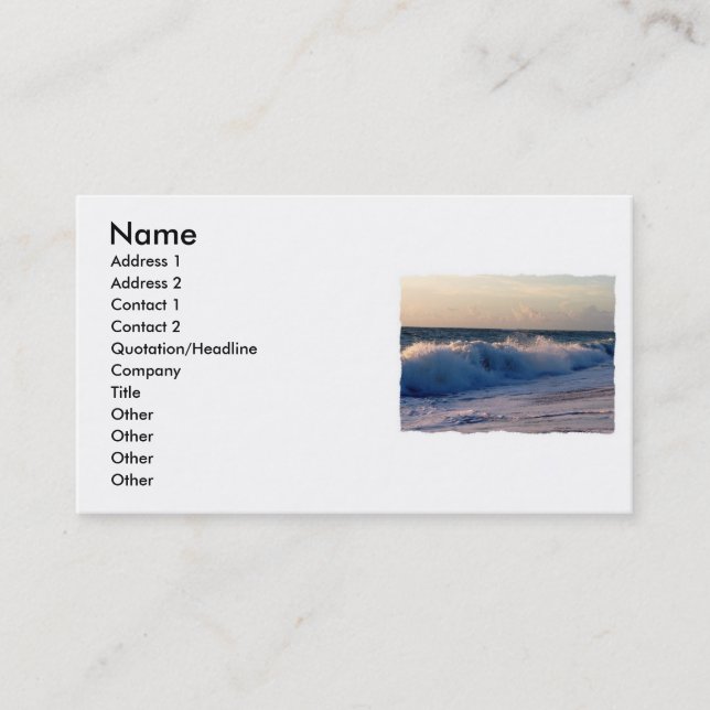 Feisty breaking waves on a florida beach business card (Front)