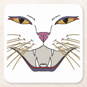 Feisty Cat Lover Square Paper Coaster