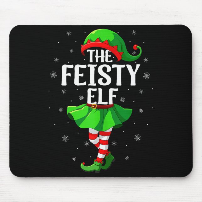 Feisty Elf Christmas Girls Women Elf Squad Xmas Fa Mouse Mat (Front)
