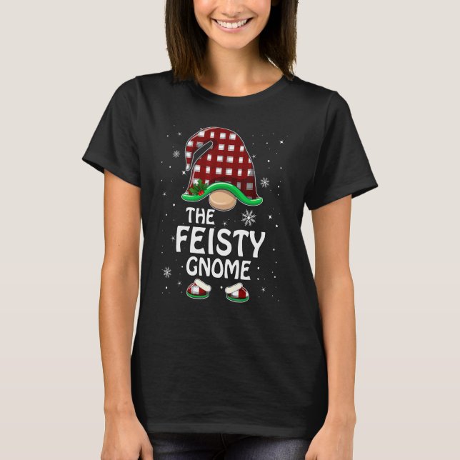 Feisty Gnome Buffalo Plaid Matching Family Group C T-Shirt (Front)