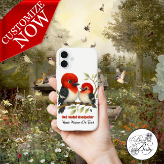 Feisty Red-headed Woodpecker iPhone 16 Plus Case