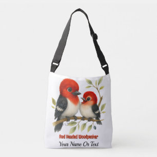 Feisty Red-headed Woodpecker Crossbody Bag