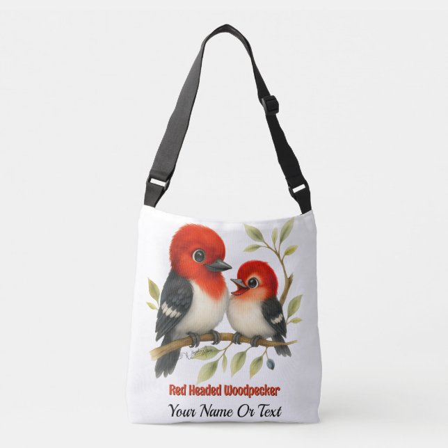 Feisty Red-headed Woodpecker Crossbody Bag (Front)
