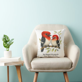 Feisty Red-headed Woodpecker Cushion