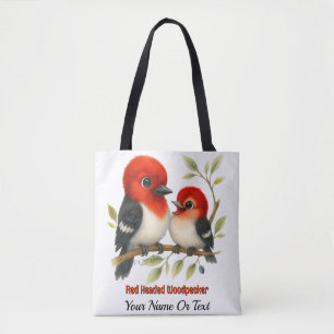 Feisty Red-headed Woodpecker Tote Bag