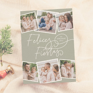 Felices Fiestas   Caligrafía Navideña y 6 Fotos Holiday Card