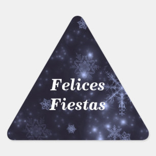 Felices Fiestas Snowflakes Midnight Blue Stickers