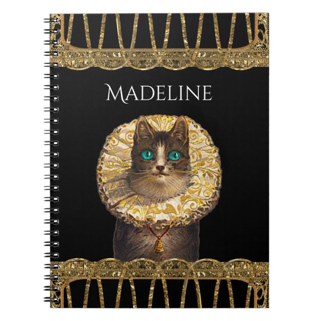 Felicette Knight Pretty French Kitty  Monogram Notebook (Front)
